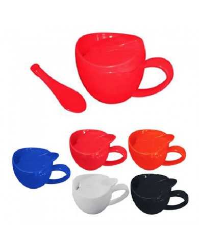 Taza Plastico con Tapa y Cuchara