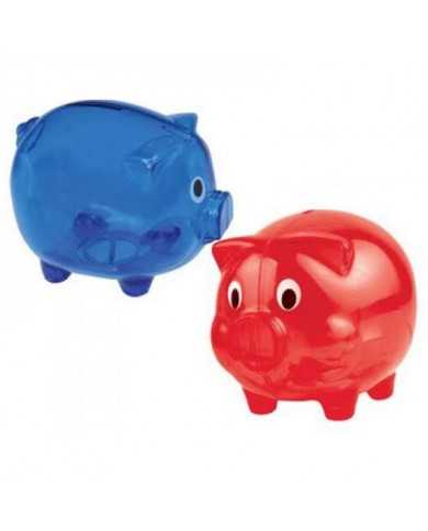 Alcancia de plastico cerdito traslucido