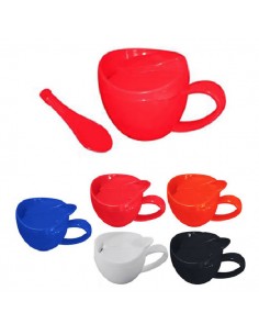 Taza Plastico con Tapa y Cuchara
