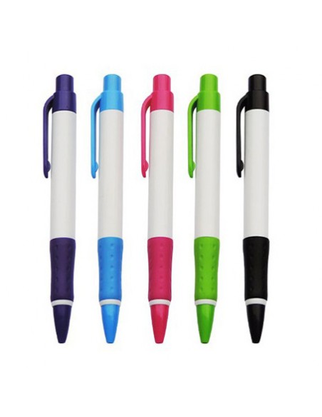 Lapicero blanco clip traslucido color